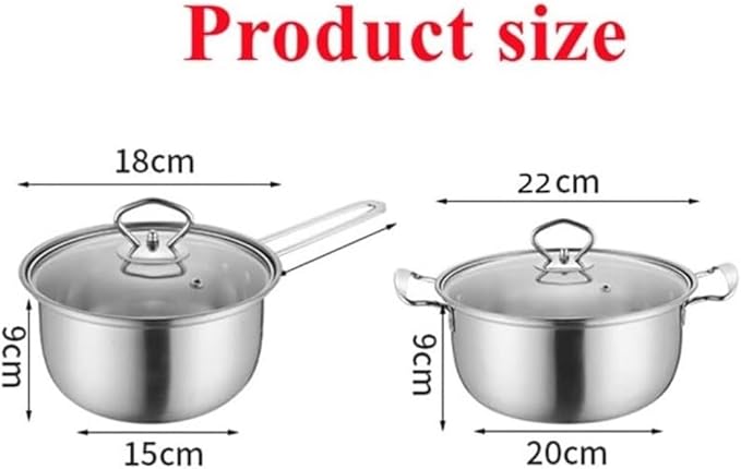 Kitchen Cooking Sets 2 Pcs Cooking Pot Stainless Steel Pot Milk Soup Pot Cooker Kitchen Cookware Cookware Sets