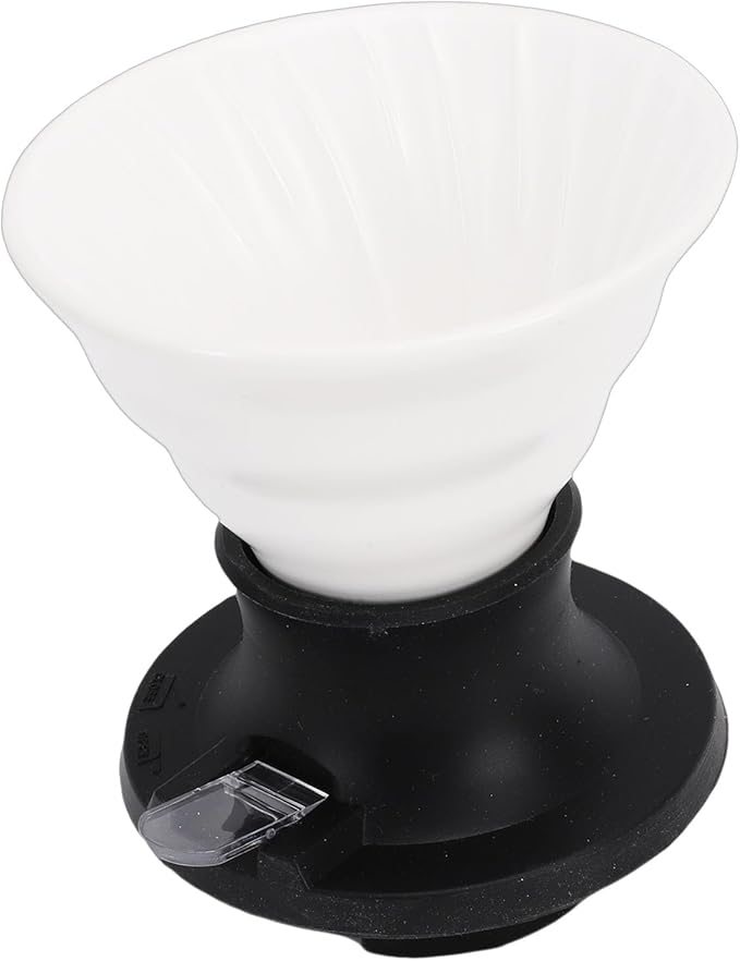 Premium Ceramic Pour Over Coffee Dripper - Heat Immersion Cone Brewer with Filter Holder for Home Office &amp Travel Use Ideal Coffee Maker for Daily Brewing (White Black)