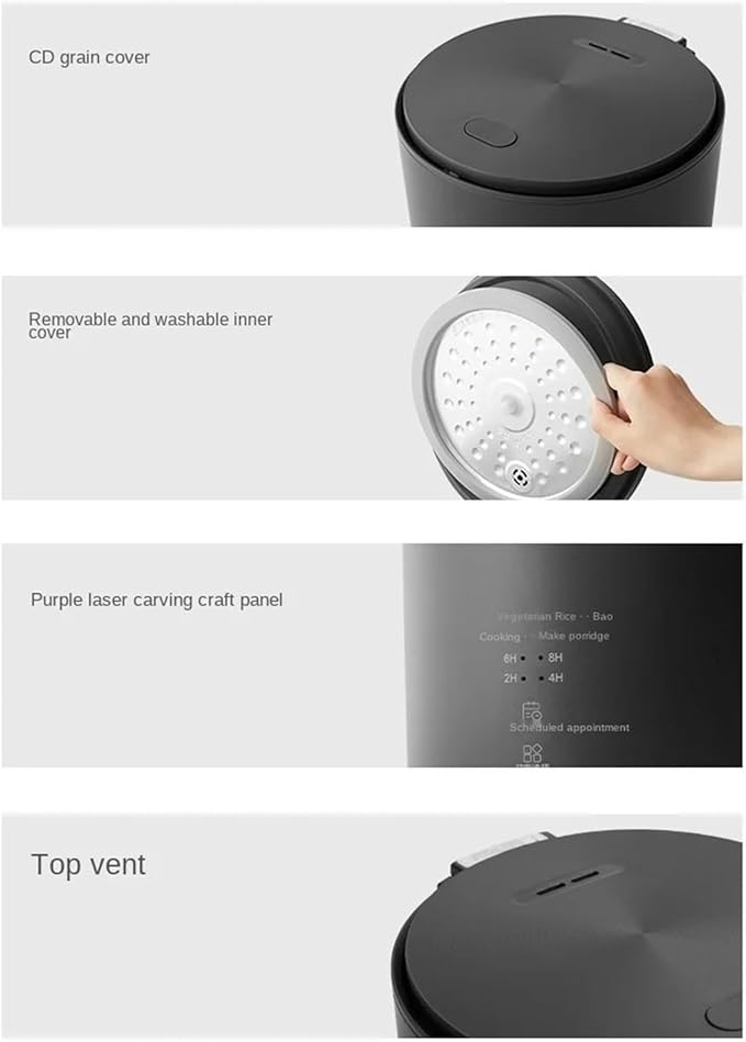 GRFIT Household 2L Rice Cooker Multifunctional Automatic Kitchen Cooker 1-2 People Small Electric Rice Cookers (Color : C-with Steamer White)