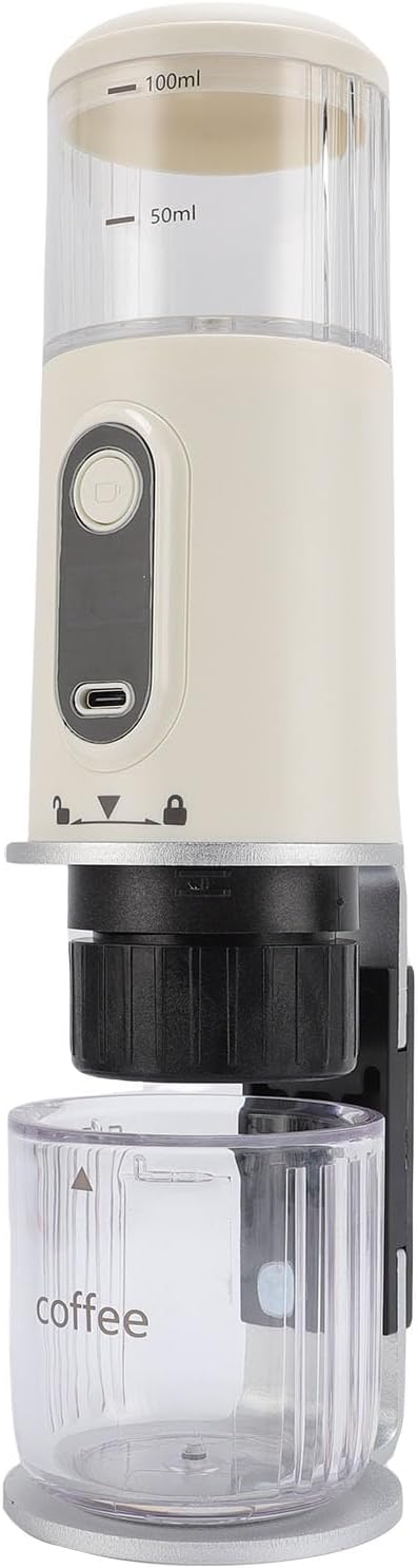 SUNGOOYUE Portable Coffee Maker Rechargeable 2500mAh Battery with Type C Cable and Coffee Grounds Basket for Travel Camping Hiking Fishing Picnic and Office Use (White)