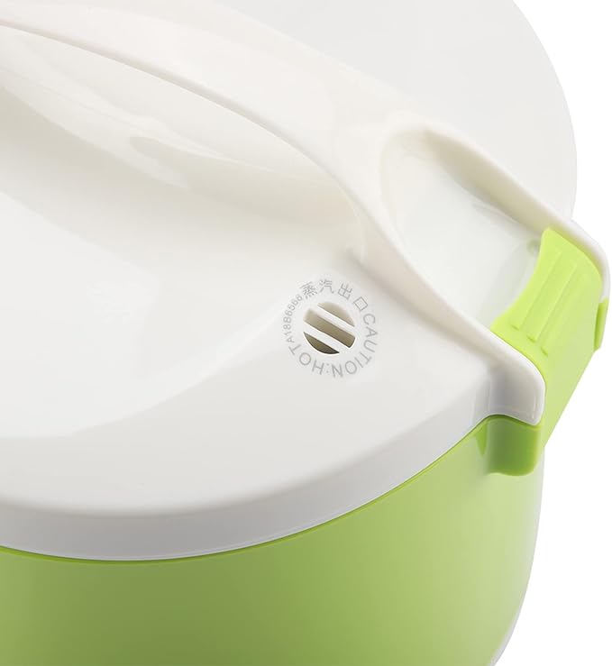 Zerodis Portable Rice CookerElectric 24V 180W 1.6L Multifunctional Food SteamerNonstick CoatingKeeps Food Warm for Office WorkersStudentsTravel Camping (Green)