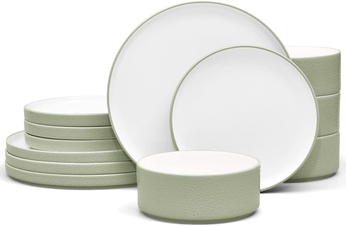 Noritake ColorTex Stone Sage 12-Piece Dinnerware Set Service for 4