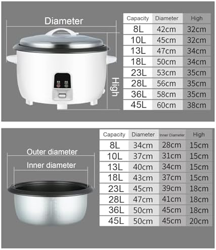 Rice Cooker with Automatic Cooking Non-Stick Removable Inner Pot Multi-Function Smart Electric Rice Cooker &amp Soup Pot(13L)