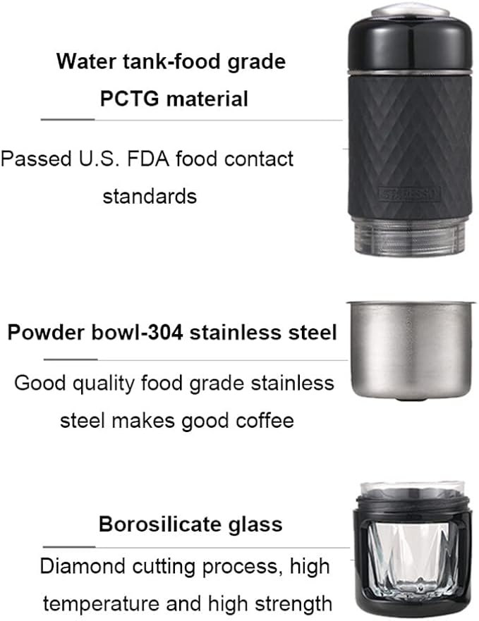 Portable Coffee Machine Manual Espresso Coffee Maker for Car Travel Camping Hiking Home Office Compatible with Coffee Powder &amp Coffee Capsule 80ml Water Capacity10g Coffee Powder Capacity