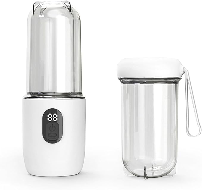 Pssopp Portable Cordless Juicer Cup High Speed and Efficient Mixing Digital Display USB Rechargeable Electric Blender with Lid for Travel