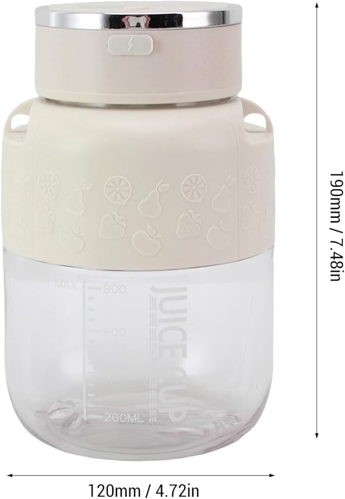 Portable Juicer Cup 800ml Rechargeable Detachable Electric Blender with Strap Straws for Office Gym Home Camping Travel Personal Juicer Bottle for Shakes Smoothies (White)