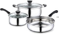 3pcs Stainless Steel Cookware Set Soup Pot Milk Pan with Glass Lid Frying Pan Kitchen Cooking Tool