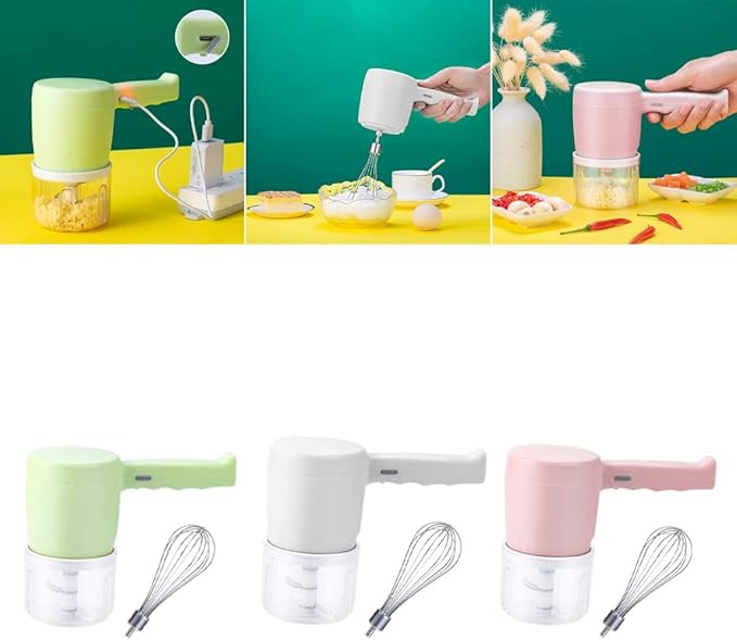 2 in 1 Electric Wireless Whisk Hand Blender Mixer USB Rechargeable with Cup (B (C As the picture shows)