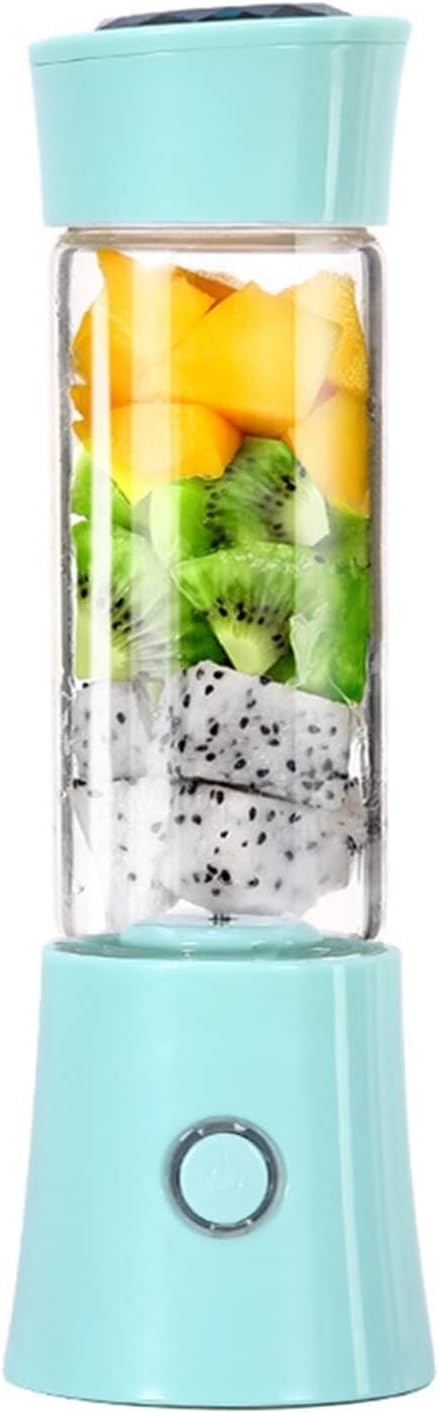 Mini Electric Juicer Blender 480ml Household Juicing Cup Multifunctional Small Fruit &amp Vegetable Mixer Easy to Clean Compact Juice Maker Machine(Blue)