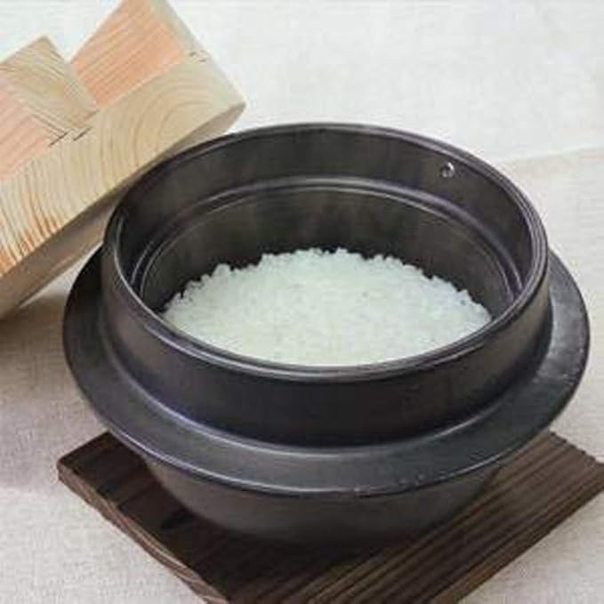 Japanese Rice Cooker Donabe Clay Pot Set 3 Go (3 Cups) Includes Hinoki Rice Scoop