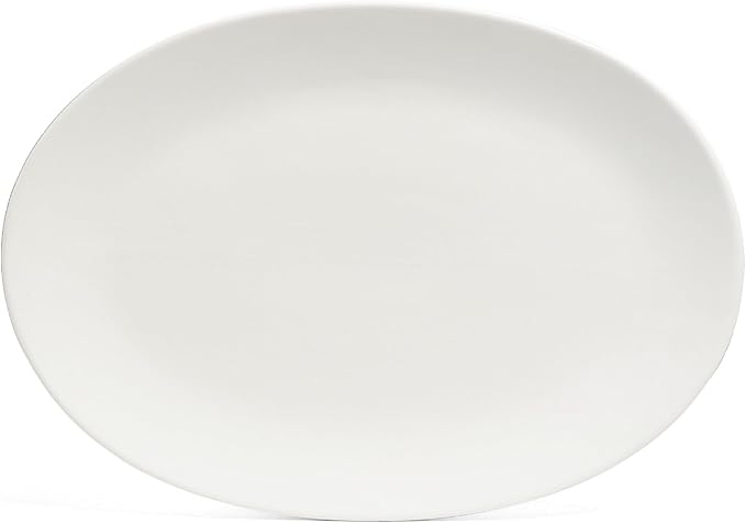 over&ampback Coupe Stoneware Serving Platter - Elegant 1-Piece Oval Serving Platter to Complete Your Kitchen Set - 16.4 x 11.5 - Semi-Matte White