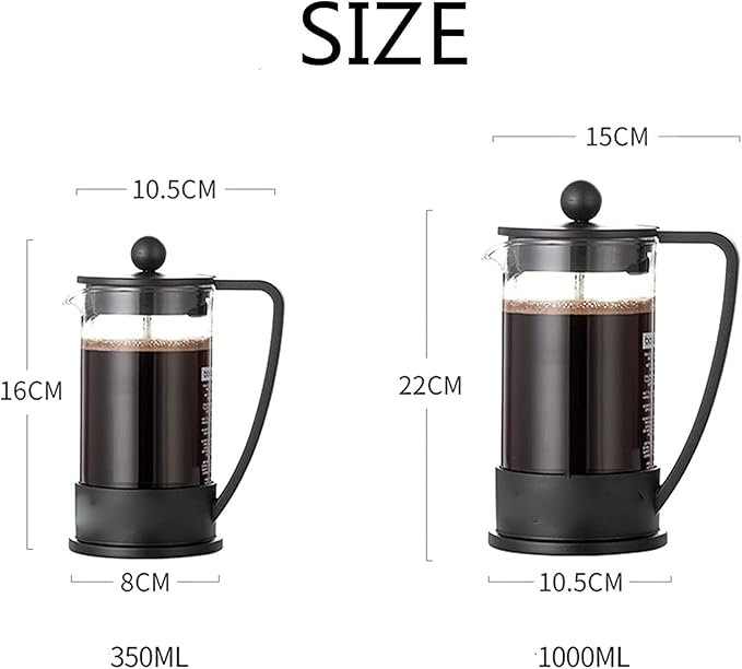 Press Coffee Maker Coffee Press CaffettiereCoffee Maker Coffee &amp Tea Maker Thickened Borosilicate Glass Coffee Press Filter Screens Rust-Free and Dishwasher Safe - Easy to Clean ( Size : B )