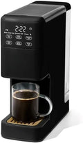 Perfect Grind Single Serve Coffee Maker built-in grinder 6 sizes 3 strengths pod-free reusable filter 64oz reservoir touch display hot &amp iced brew. (Black Sesame)
