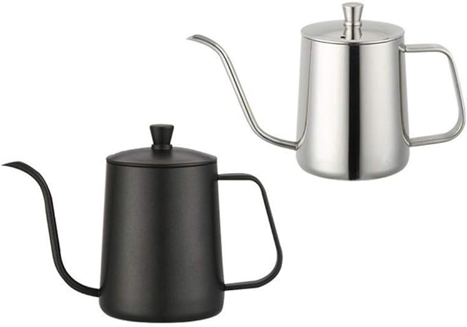 Coffee Press 600ml Pour Over Kettle Coffee Maker Stainless Steel Long Neck Drip Tea Pot Jug Can Kitchen Tool Pots(Black)