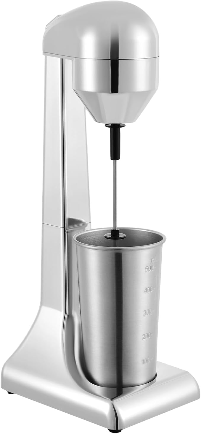 Electric Milkshake Maker Drink Mixer Cappuccinos Juices Personal Blender with 17 oz Stainless Steel Mixing Cup Portable Blender for Milkshakes Lattes