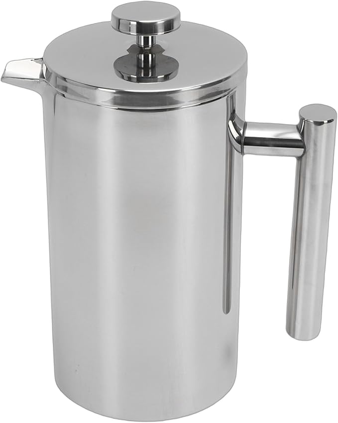 Focket French Press Coffee Maker Stainless Steel Double Wall Insulated Rustproof Dishwasher Safe Coffee Press U Shaped Spout Maker with for Home Office Camping (1000ml)