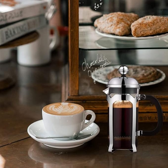 French Press Coffee Maker SystemHeat Resistant Thickened Borosilicate Glass Easy Clean