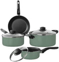7-Piece Aluminum Cookware Set Nonstick Pots and Pans Green