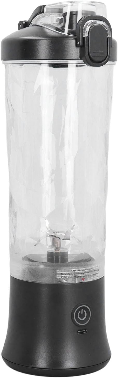 BRRNOO Bottle Portable with Stainless Steel Blades 150W 600ml 18000RPM USB Rechargeable Juicer Cup Electric Fruit Juice Mixer Personal for Travel Black