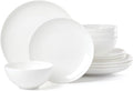 Lenox Dinnerware Set Studio 1414 Coupe 12-Piece Set Service For 4 Bone China Material Dishwasher &amp Microwave Safe Home And Kitchen Kitchen And Dining Plates And Bowls Sets (White 12 Pieces