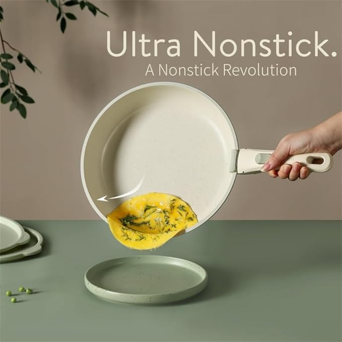 17Pcs Pots and Pans Set Nonstick Cookware Set Detachable Handle Induction Kitchen Cookware Sets Non Stick with RemovableA17 Pc