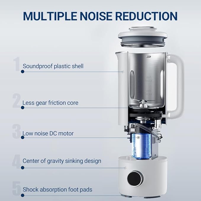 Joydeem JD-PB8200 Compact Blender with 10 Menus Quiet Cooking Blender for Soymilk Paste &amp Juice 304 Stainless Steel 12H Preset 600ml