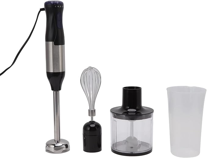 Hand Blender Set 1000W 5 Speed Electric Handheld Hand Mixer Stick with 500ML Ground Meat Bowl 700ML Grinding Cup Stainless Steel Stick Blender Food Processor for Egg Food Juicing Meat Mixing