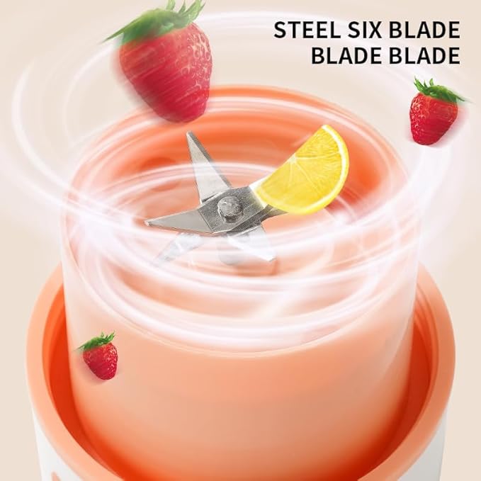 Portable USB Electric Juicer Blender Wireless Rechargeable Fruit Mixer Cup with Ice Crusher White and Orange
