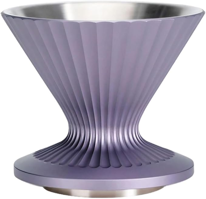 Pour Over Coffee Dripper Drip Coffee Pour Over Maker Resuable Blossom Cone Funnel Stainless Steel Metal Coffee Filter for Travel Camping Office Home Coffee Maker Brew (Dreamlike Lavender)
