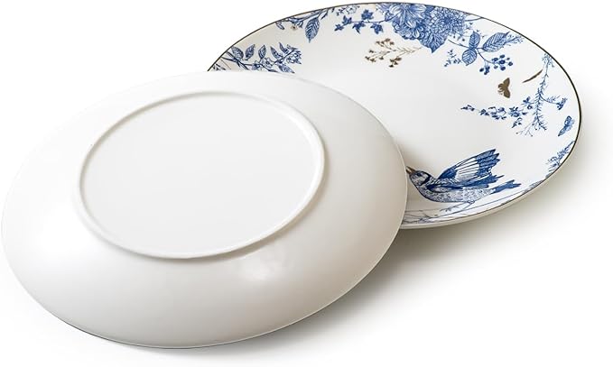 Porcelain Floral Plates 10 Inch Ceramic Salad Plates Kitchen Plates Set of 4 Blue and White Dinner Plates Pasta Plate for Appetizer DessertPartyHousewarmingGift