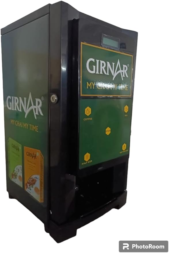 Mahavir 4-in-1 Girnar Fully Automatic Premix Based Coffee &amp Tea Vending Machine Pro Commerical Coffee &amp Tea Maker With 3 Liters Hot Tank Capacity No Milk Required 2 Lanes Chai Maker With 500 C