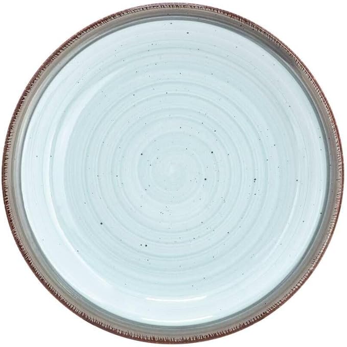12-Piece Speckled Ceramic Dinnerware Set – Light Blue Plates and Bowls for 4 Rustic Everyday Tableware Microwave &amp Dishwasher Safe