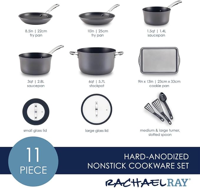 Rachael Ray Cook + Create Hard Anodized Nonstick Cookware Sets 11-Piece