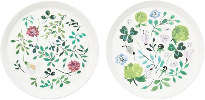 Narumi 96604-23137P Dinnerware Set Green Floral Pattern Cute 2 Patterns Set of 6 Pieces Microwave Heater Dishwasher Safe Gift Box Included