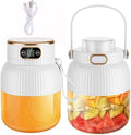 Portable BlenderJuicer Cup with Digital Display600ML Capacity Juices Making CupUSB RechargeablePersonal Size Blender for Shakes and Smoothiesfor Travel&ampGym (White(two cups and two lids))