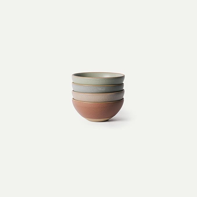 MORA Small Bowls Set of 4 16oz Ceramic Pottery Dessert Bowls - Microwave Oven and Dishwasher Safe - Harvest