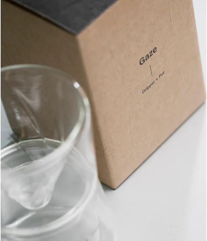 HMM Gaze Dripper &amp Pot - Pour Over Coffee Maker Brews 1-2 Cups Double Wall Glass Construction Aesthetic Helix Design Essential for Drip Coffee Lovers
