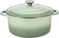 Hamilton Beach Enameled Cast Iron Dutch Oven 5.5-Quart Sage Cream Enamel Dutch Oven Pot with Lid