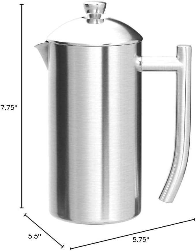 Frieling Double-Walled Stainless-Steel French Press Coffee Maker in Frustration Free Packaging Brushed 17 Ounces