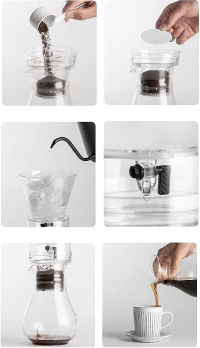 Ice Drip Coffee Pot Glass Coffee Maker 1000ML Household Machine Ice Brew Kettle Tea Glass Pot Hand Brew Cold Ice Brew Pot Espresso Coffee