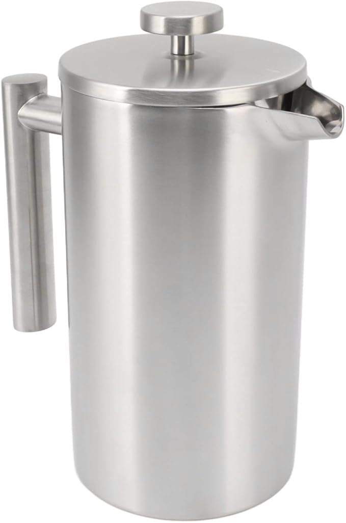 Portable Heatable French Press Coffee Maker Dishwasher Safe Double Wall Insulated Proof Stainless Steel 1L Capacity with for Delicious Hot Coffee and Loose Tea