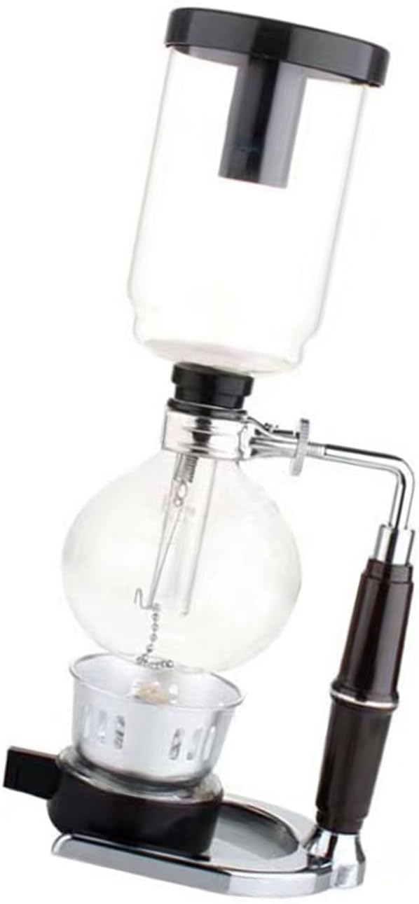 Glass Siphon Coffee Machine with Wooden Handle and Vacuum Brewing Technology for a Sturdy Heat-resistant Construction for 3 People at Home for Brewing Cold Drinks Siphon Machine