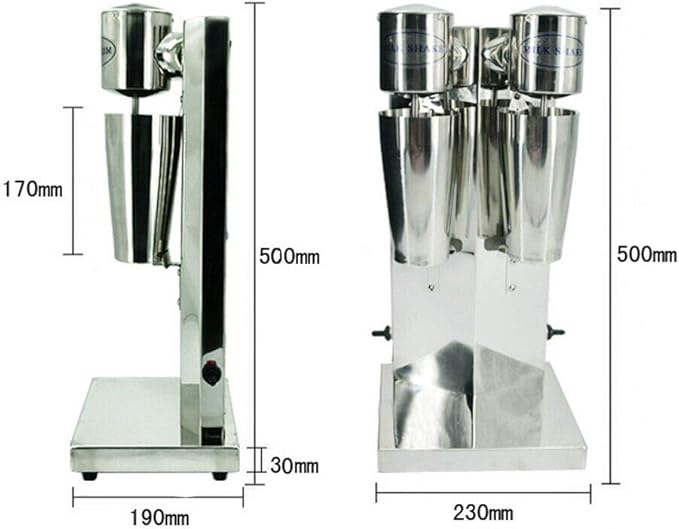 Electric Milkshake Maker 110V 18000RMP Commercial Stainless Steel Drink Mixer Machine Smoothie Malt Blender with 2 Speed Adjustable (Double Head)