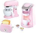 Battery Operated Gourmet Kitchen APPLIANCES (Child Size) has Pink &amp White Coffee Maker w Coffee PODS Mix Master and Blender