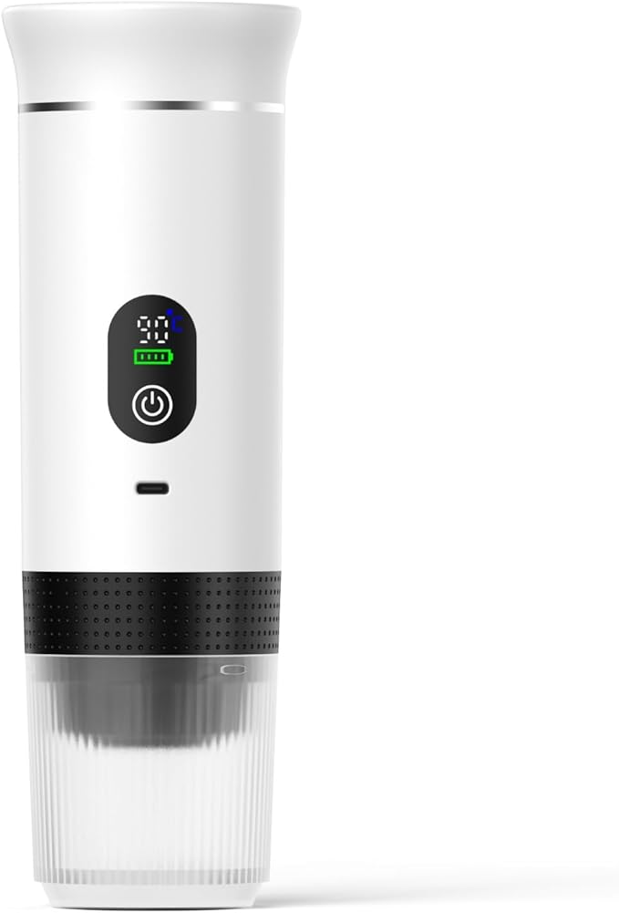 Portable Capsule Electric Coffee Machine 20Bar Espresso Small Coffee Maker for Home Use with Capsules and Powder for Camping/Office/Travel Fast Heating (white)