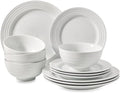 12-Piece Dinnerware Set Ceramica Table Decoration Home Bowl and Dish Set Round Tableware