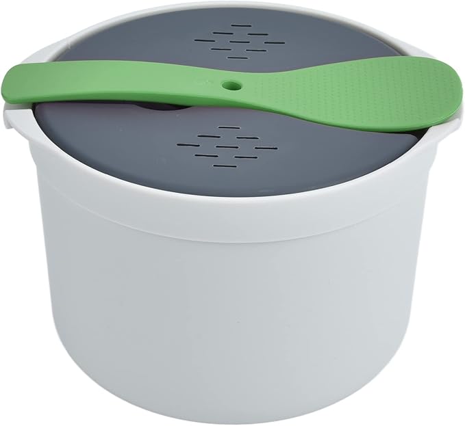 Microwave Rice Cooker Steamer 2L Microwave Rice Steamer Pasta Cooker with Strainer Non-stick Microwave Cookware Set for Rice Pasta Vegetables Quinoa Oatmeal