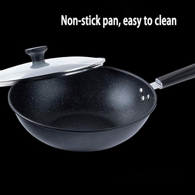 Saucepans and Frypans Set of 3–Non-Stick Tempered Glass Cover-Sturdy HandleUniversal Gas Induction CookerEasy to Clean Black Cookware Set