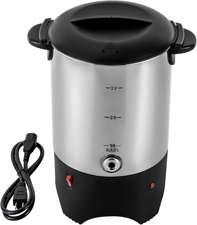 5.2L/175oz 1KW Coffee Urn Large Capacity 30-Cup Electric Coffee Maker Fast Heating Anti-Dry Burn Stainless Steel Coffee Maker with Removable Filter for Home Office Commercial Use