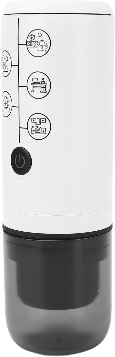 Portable Electric Coffee Maker Lightweight Compact Cordless Rechargeable 17 Bar Pressure Capsule Coffee Machine with Intelligent Control Panel for Outdoor Travel Home Office (White)